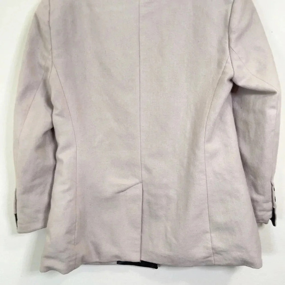 W118 WALTER BAKER | WOOL BLEND FAUX LEATHER TRIM SHAWL COLLAR BLAZER - Picture 12 of 15